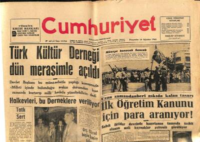 Cumhuriyet Gazetesi 18 Ağustos 1960 - Türk Kültür Derneği Dün Merasimle Açıldı GZ70165 - 2
