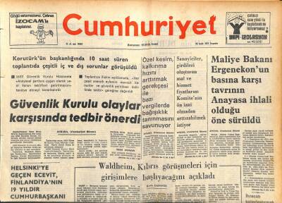 Cumhuriyet Gazetesi 18 Aralık 1975 - Waldheim,Kıbrıs Görüşmeleri İçin Girişimlere Başlıyacağını Açıkladı GZ105636 - 1
