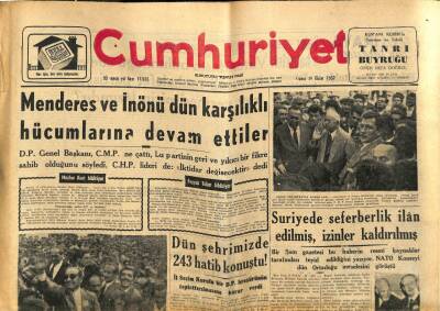 Cumhuriyet Gazetesi 18 Ekim 1957 - Koraltan Dün İçelin Erdemli Kazasında Söze Ayet Okuyarak Başladı GZ85415 - 1