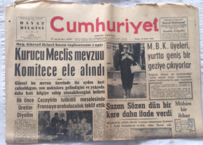 Cumhuriyet Gazetesi 18 Eylül 1960 - Kurucu Meclis Mevzuu Komitece Ele Alındı - GZ19344 - 1