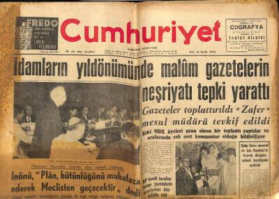 Cumhuriyet Gazetesi 18 Eylül 1962 - İdamların Yıldönümünde Malum Gazetelerin Neşriyatı Tepki Yarattı GZ81318 - 1