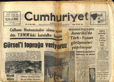 Cumhuriyet Gazetesi 18 Eylül 1966 - Gürseli Toprağa Veriyoruz , Gordon Fezada GZ87993 - 1