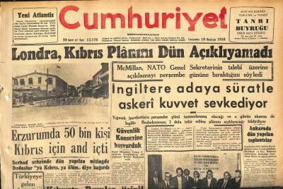 Cumhuriyet Gazetesi 18 Haziran 1958 - Erzurumda 50 Bin Kişi Kıbrıs İçin And İçti - Macar İhtilâlinin Lideri Başbakan Nagy İdam Edildi GZ120216 - 1