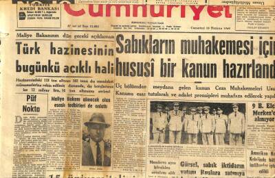 Cumhuriyet Gazetesi 18 Haziran 1960 - Sabıkların Muhakemesi İçin Hususi Bir Kanun Hazırlandı GZ108998 - 1