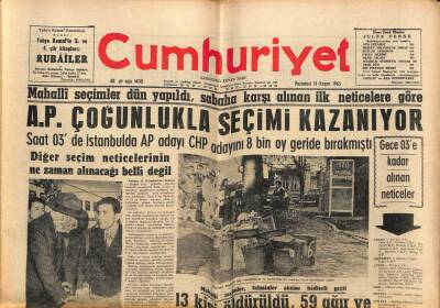 Cumhuriyet Gazetesi 18 Kasım 1963 - Güreşçi Gazanfer Bilge Dün Dört Kişiyi Yaraladı GZ85506 - 1