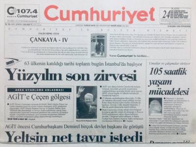 Cumhuriyet Gazetesi 18 Kasım 1999 - Yüzyılın Son Zirvesi GZ42927 - 1