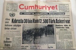 Cumhuriyet Gazetesi 18 Mart 1965-Kıbrısta 30 Bin Rum 12.500 Türk Askeri Var GZ6031 - 2
