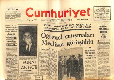 Cumhuriyet Gazetesi 18 Mart 1966 - Cevdet Sunay Ant İçti GZ103186 - 2