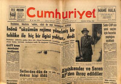 Cumhuriyet Gazetesi 18 Mayıs 1963 - Alpiskender Ve Seren APden İhraç Edildiler GZ81335 - 1