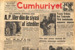 Cumhuriyet Gazetesi 18 Mayıs 1964 - A.P.liler Dün de Siyasi Af İstediler - Clay Akra'da GZ160405 - Gökçekoleksiyon