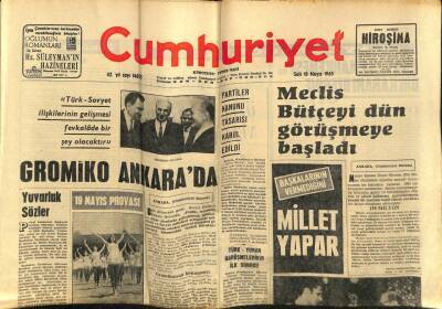 Cumhuriyet Gazetesi 18 Mayıs 1965 - Türk Yunan Görüşmelerinin İlk Sonucu..Sovyet Gramiko Ankarada GZ59000 - 1