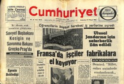 Cumhuriyet Gazetesi 18 Mayıs 1968 - Fransada İşçiler Fabrikalara El Koyuyor GZ69569 - 2