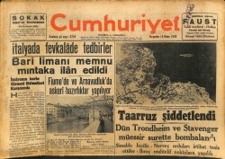 Cumhuriyet Gazetesi 18 Nisan 1940 - Fiumede Ve Arnavudlukda Askeri Hazırlıklar Yapılıyor GZ100951 - 1