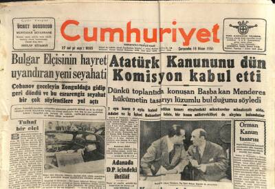 Cumhuriyet Gazetesi - 18 Nisan 1951 - Atatürk Kanununu Komisyon Kabul Etti GZ110255 - 1