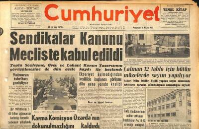 Cumhuriyet Gazetesi 18 Nisan 1963 - Mısır,Suriye Ve Irak Federasyonu Anayasası Dün Resmen İlân Edildi - Sendikalar Kanunu Mecliste Kabul Edildi GZ120497 - 1
