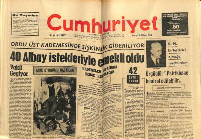 Cumhuriyet Gazetesi 18 Nisan 1965 - 40 Albay İstekleriyle Emekli Oldu GZ58982 - 1