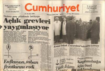 Cumhuriyet Gazetesi 18 Nisan 1987 - Açlık Grevleri Artıyor GZ61274 - 2