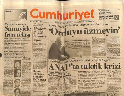 Cumhuriyet Gazetesi 18 Ocak 1989 - Yılmaz Sofyaya Çattı GZ65101 - 2