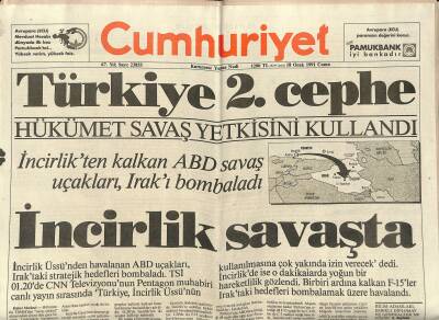 Cumhuriyet Gazetesi 18 Ocak 1991 - İncirlik Savaşta - Saddam Asıl Savaş Şimdi - Irak , İsraili Vurdu GZ123150 - 1