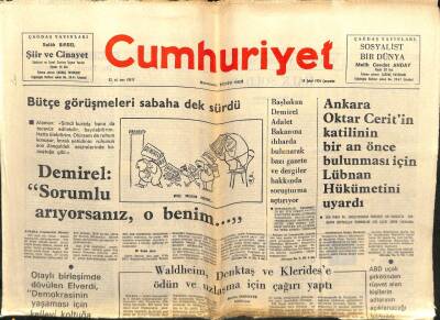 Cumhuriyet Gazetesi 18 Şubat 1976 - DemirelSorumlu Arıyorsanız O Benim GZ103270 - 1