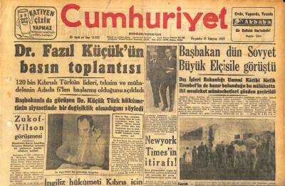 Cumhuriyet Gazetesi 18 Temmuz 1957 - Başbakan Dün Sovyet Büyükelçisi İle Görüştü - Newyork Timesin İtirafı ! GZ119934 - 1