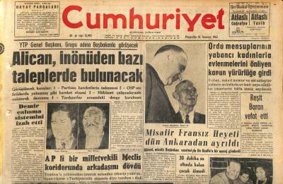 Cumhuriyet Gazetesi 18 Temmuz 1963 - Alican , İnönüden Bazı Taleplerde Bulunacak - Reşit Baran Vefat Etti GZ120696 - 1