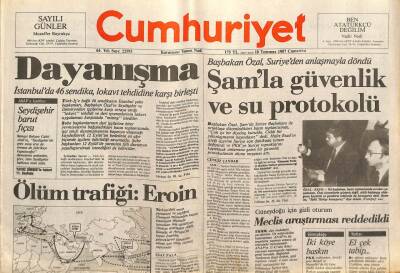 Cumhuriyet Gazetesi 18 Temmuz 1987 - Türk - Yunan Hava Sahası Konusunda Yeni Sorun GZ74690 - 1