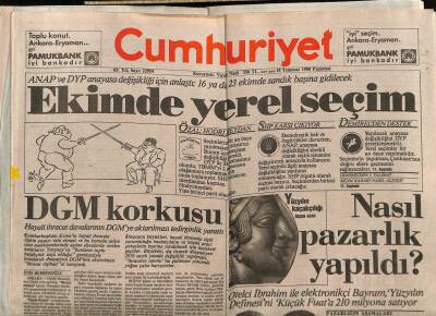Cumhuriyet Gazetesi 18 Temmuz 1988 - Ekimde Yerel Seçim GZ64476 - 2