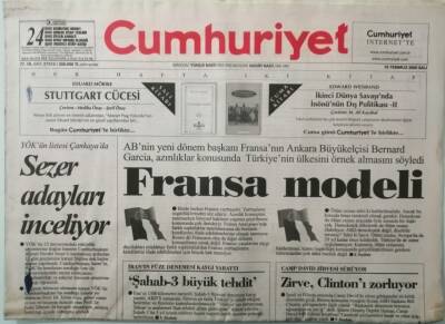 Cumhuriyet Gazetesi 18 Temmuz 2000 İlk Savaş Helikopteri 2002de -GZ33393 - 1