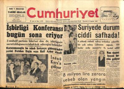 Cumhuriyet Gazetesi 19 Ağustos 1957 - Mısır 2 Norveç Şilebini Kanalda Bekletiyor GZ96965 - 1