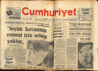 Cumhuriyet Gazetesi 19 Ağustos 1967 - Türk-Yunan Görüşmeleri Suya Düşüyor GZ90067 - 1