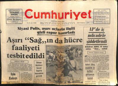 Cumhuriyet Gazetesi 19 Ağustos 1969 - Aşırı Sağında Hücre Faaliyeti Tespit Edildi GZ103418 - 2