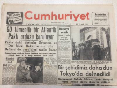 Cumhuriyet Gazetesi 19 Aralık 1950 - 60 Tümenlik Bir Atlantik Paktı Ordusu Kuruluyor GZ52676 - 1