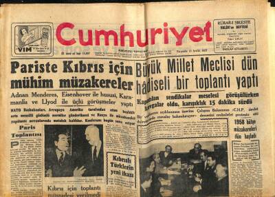 Cumhuriyet Gazetesi 19 Aralık 1957 - Amerika Bizden 5 Aydır Krom Almıyor - Batı Trakya Türkleri Eziliyor GZ121893 - 1