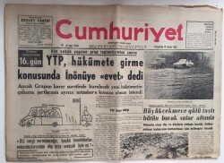 Cumhuriyet Gazetesi 19 Aralık 1963 -Sıkı Yönetimin Uzatılması Teklifi TBM De Görüşülecek GZ6398 - 2