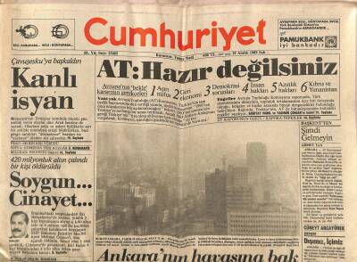 Cumhuriyet Gazetesi 19 Aralık 1989 - SSCB Lideri , Dün Yapılan Resmi Cenaze Törenine Katıldı GZ85010 - 1