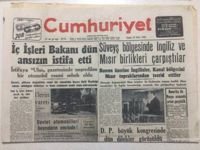 Cumhuriyet Gazetesi 19 Ekim 1951 - Süveyş Bölgesinde İngiliz Ve Mısır Birlikleri Çarpıştı GZ52542 - 1