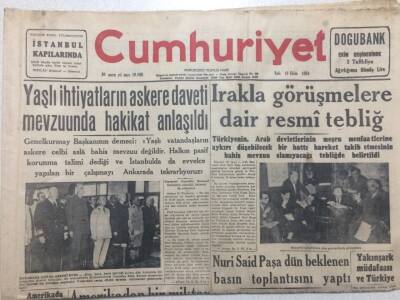 Cumhuriyet Gazetesi 19 Ekim 1954 - Irakla Görüşmelere Dair Resmi Tebliğ GZ52460 - 1