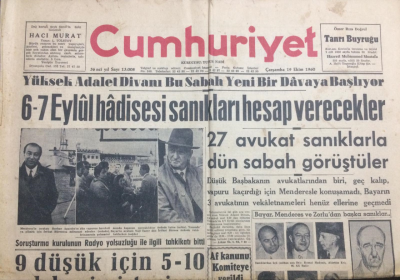 Cumhuriyet Gazetesi 19 Ekim 1960 - Yüksek Adalet Divanı Yeni Davaya Başlıyor - GZ12063 - 2