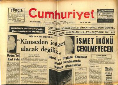 Cumhuriyet Gazetesi 19 Ekim 1965 - Gürsel Ve Ürgüplü Komünist Partisi Kurulmasında Mahzur Görmüyorlar GZ80257 - 1