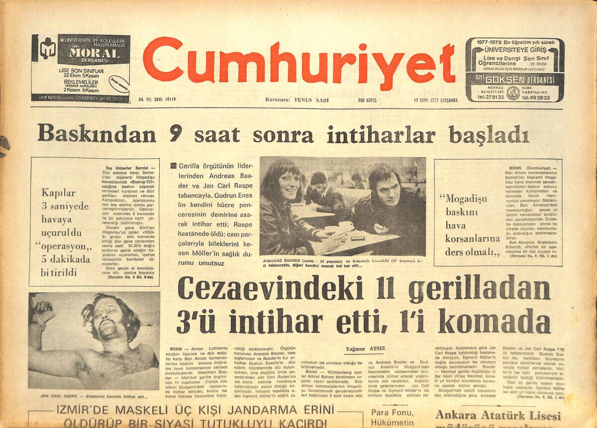 Cumhuriyet Gazetesi 19 Ekim 1977 - Mess Ve Maden-İş Arasındaki Grev Ve Lokavtlar İçin Disk Komite Kurdu GZ142673 - 1