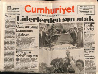 Cumhuriyet Gazetesi 19 Ekim 1991 - Denktaş Kader Ne İse O Olur GZ69656 - 2