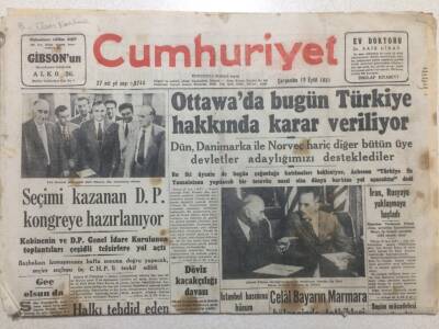 Cumhuriyet Gazetesi 19 Eylül 1951 - Ottowada Türkiye Hakkında Karar Veriliyor GZ52511 - 1