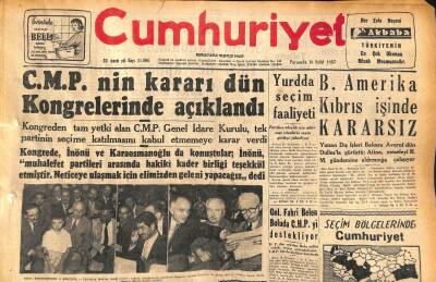 Cumhuriyet Gazetesi 19 Eylül 1957 - Mareşal Tito , Balkan Federasyonuna Taraftar - B. Amerika Kıbrıs İşinde Kararsız GZ119686 - 1