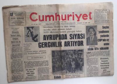 Cumhuriyet Gazetesi 19 Eylül 1968 - Avrupa Siyasi Gerginlik Halinde GZ6368 - 2