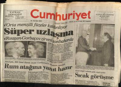 Cumhuriyet Gazetesi 19 Eylül 1987 - Reagon - Gorbaçov Zirvesi Sonbaharda GZ62235 - 1