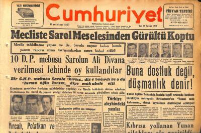 Cumhuriyet Gazetesi 19 Haziran 1956 - Yemen Veliahdı Kremlinde - Mecliste Sarol Meselesinden Gürültü Koptu GZ119803 - 1
