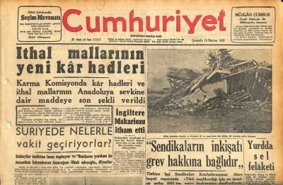 Cumhuriyet Gazetesi 19 Haziran 1957 - Birecikte Büyük Bir Yangın Oldu - Yurdda Sel Felaketi GZ119891 - 1