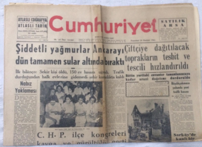 Cumhuriyet Gazetesi 19 Haziran 1961 - Çiftçiye Dağıtılacak Toprakların Tesbit Ve Tescili Hızlandırıldı - GZ19409 - 1