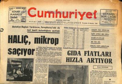 Cumhuriyet Gazetesi 19 Haziran 1969 - Haliç Mikrop Saçıyor GZ86400 - 1